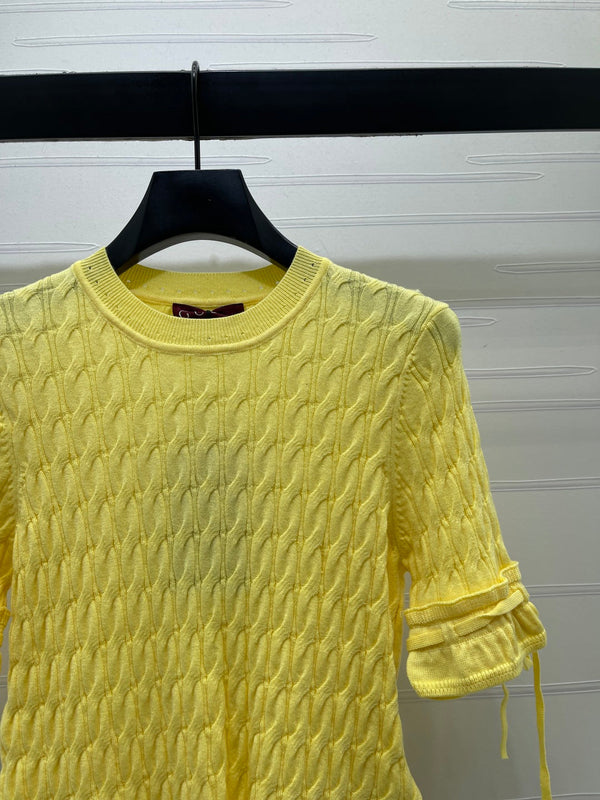 Gucci 26 Crew Neck Cable Short-Sleeve T-Shirt Yellow in Cotton 375073
