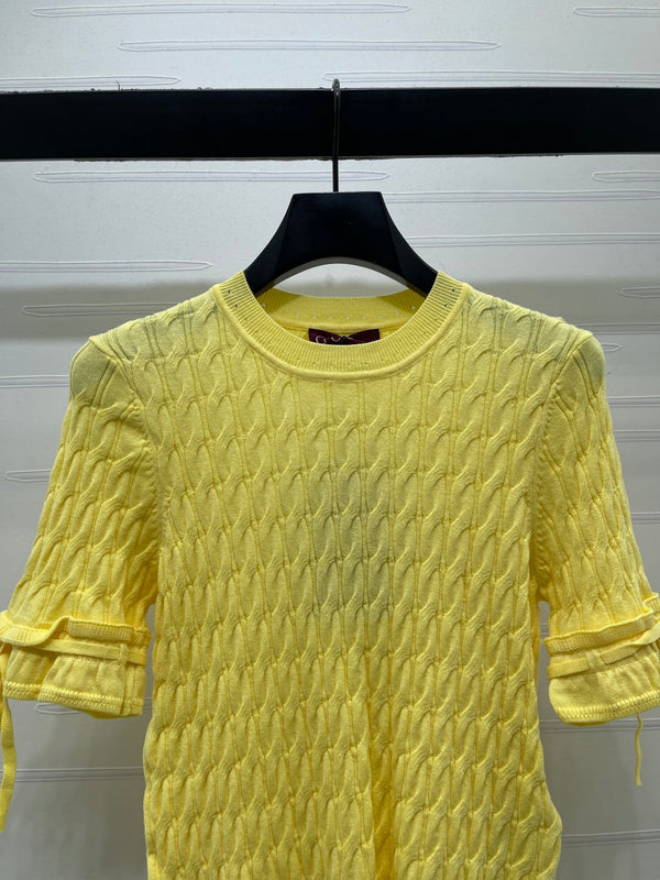 Gucci 26 Crew Neck Cable Short-Sleeve T-Shirt Yellow in Cotton 375073