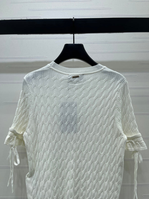 Gucci 26 Crew Neck Cable Short-Sleeve T-Shirt White in Cotton 375071
