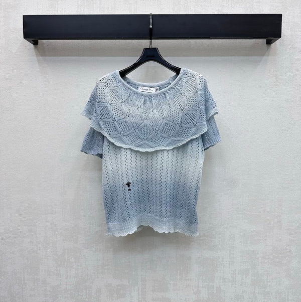 Dior 26 Patchwork Knit Top Blue in Wool 375295