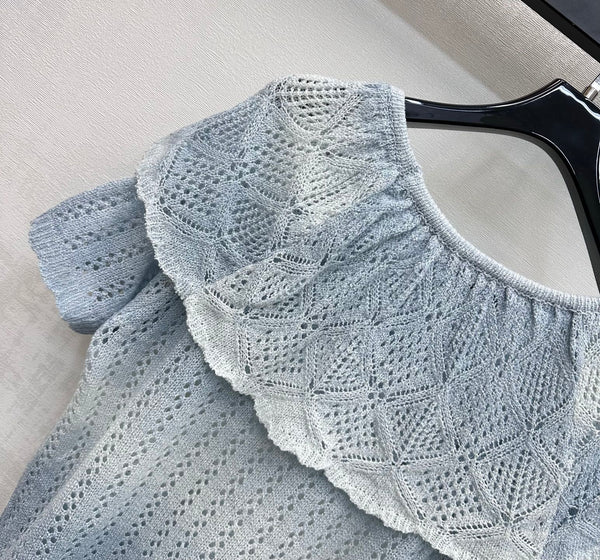 Dior 26 Patchwork Knit Top Blue in Wool 375295