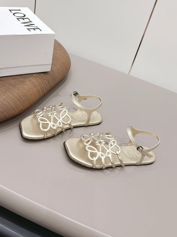 Loewe 26 Sandal Champagne Metallic in Sheepskin 738809
