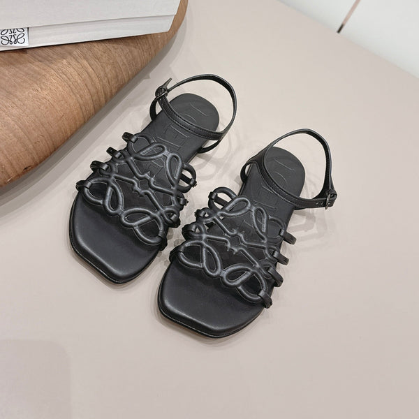 Loewe 26 Sandal Black in Sheepskin 738804