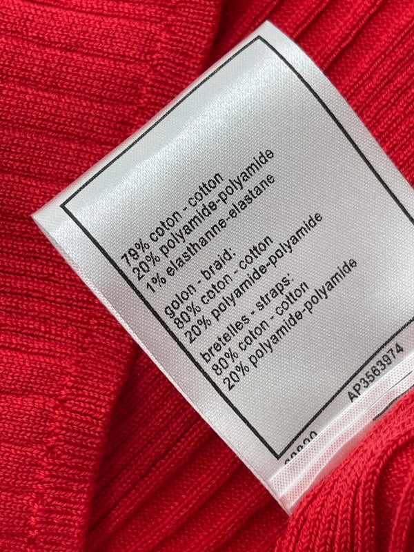 Chanel 2026 Vertical Ribbed Crew Neck Knit Vest Red in Knit Fabric 376044