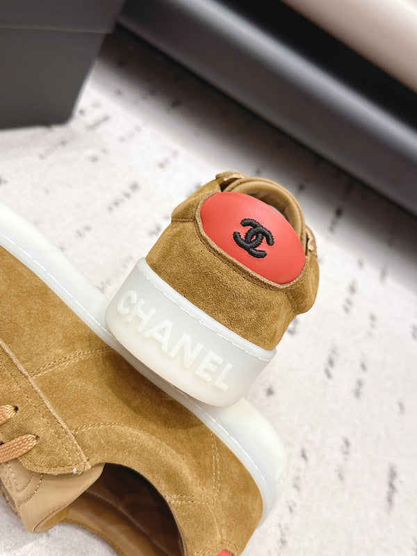 Chanel 26 Round Toe Platform Casual Shoes Camel in Suede 739428