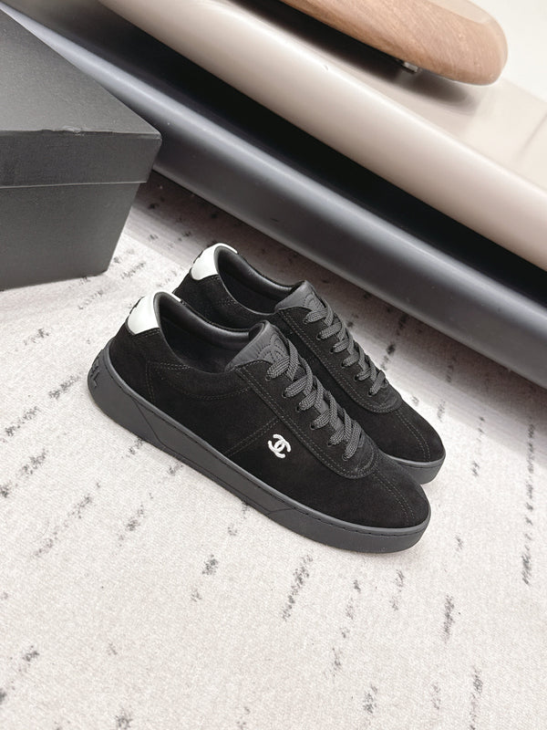 Chanel 26 Round Toe Platform Casual Shoes Black in Suede 739426