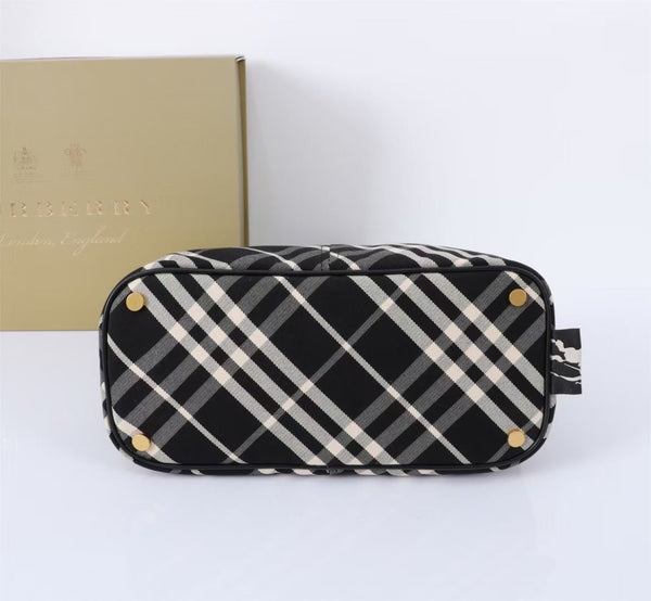 Burberry Large Check Tote Bag 41cm Black in Calfskin