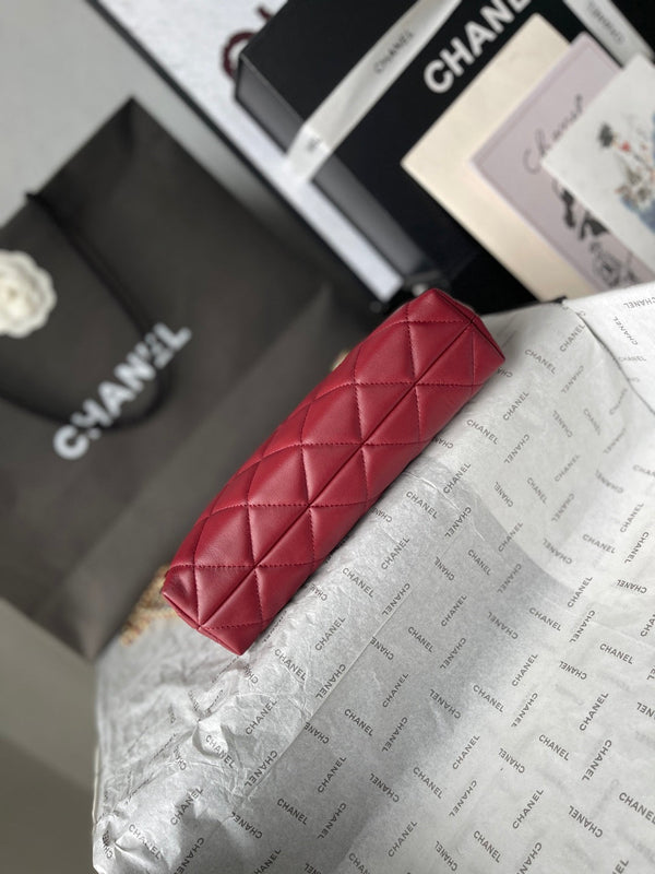 Chanel 26 Small Shopping Bag 24.5 Burgundy in Lambskin