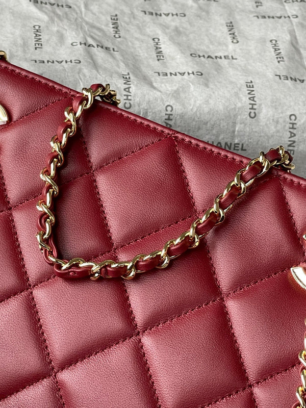 Chanel 26 Small Shopping Bag 24.5 Burgundy in Lambskin