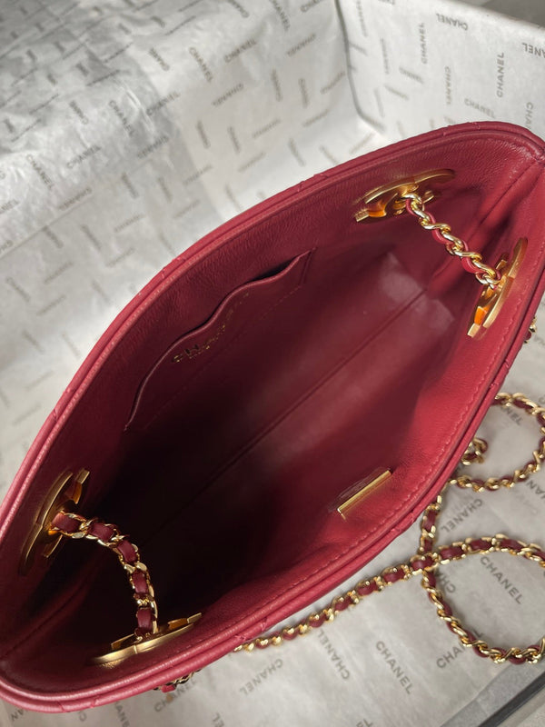 Chanel 26 Small Shopping Bag 24.5 Burgundy in Lambskin