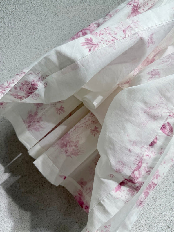 Dior Pink Floral Print Elastic Waist Midi Skirt in Cotton 376601