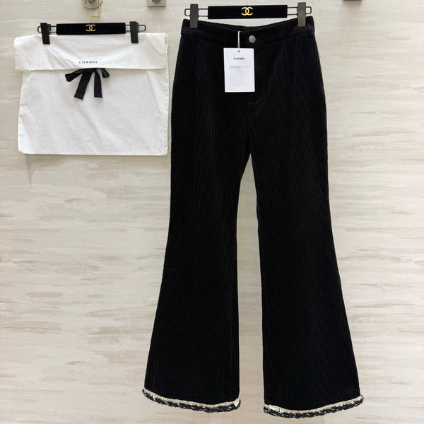 Chanel Black Corduroy Flared Pants 377401