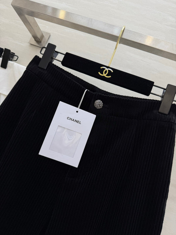 Chanel Black Corduroy Flared Pants 377401