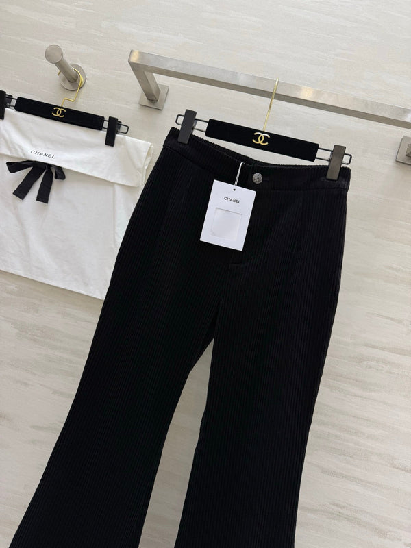 Chanel Black Corduroy Flared Pants 377401