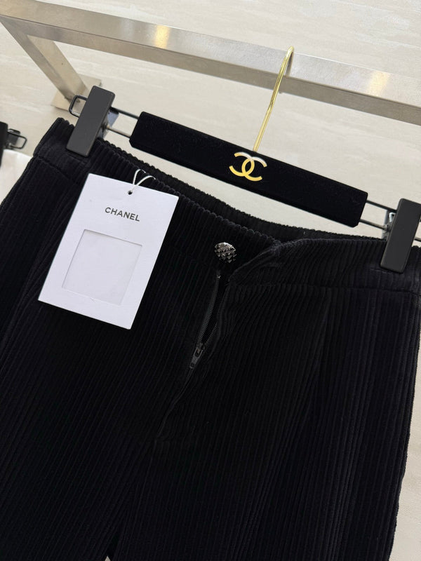 Chanel Black Corduroy Flared Pants 377401
