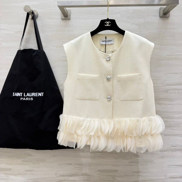 YSL 26 Petal Vest White in Cotton 377428