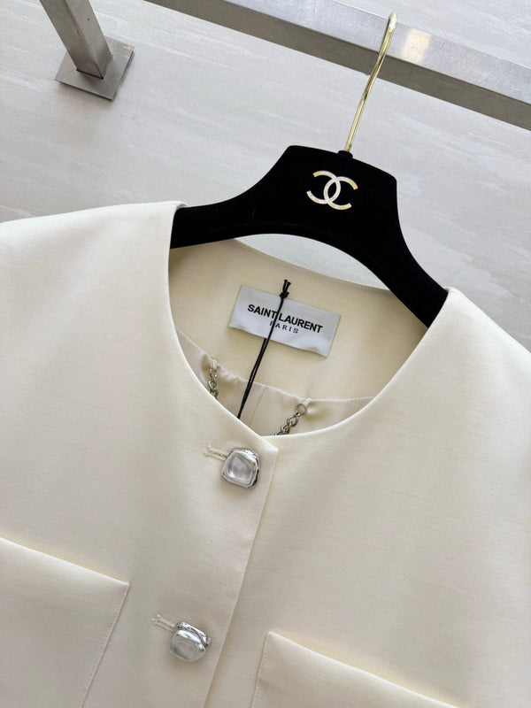 YSL 26 Petal Vest White in Cotton 377428