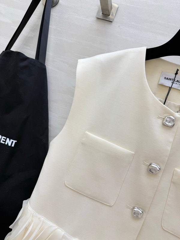 YSL 26 Petal Vest White in Cotton 377428