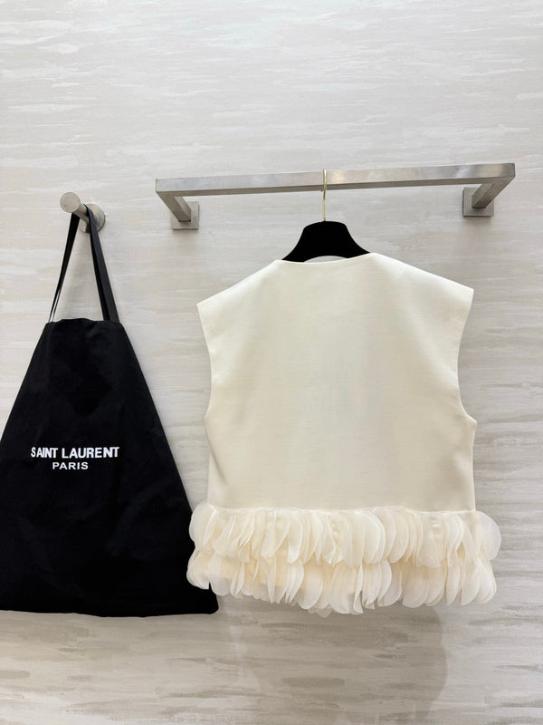 YSL 26 Petal Vest White in Cotton 377428