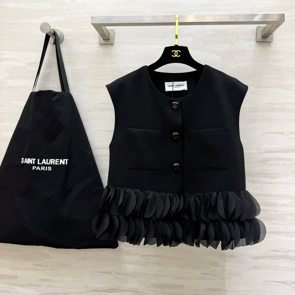 YSL 26 Gilet Pétale Noir en Coton 377430