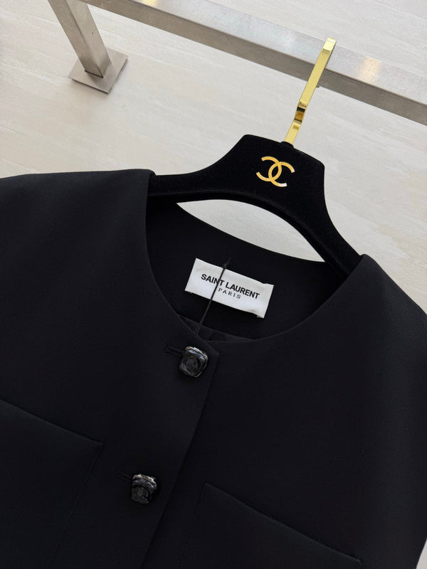 YSL 26 Gilet Pétale Noir en Coton 377430