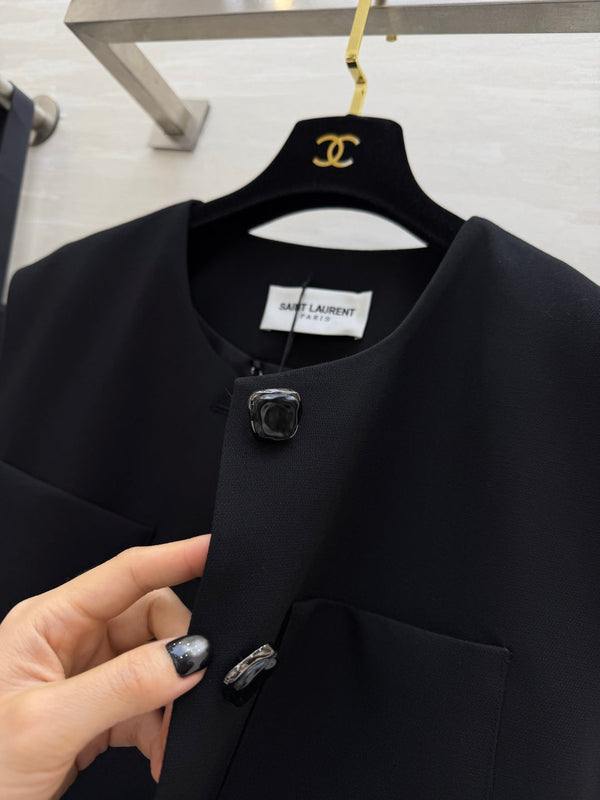 YSL 26 Gilet Pétale Noir en Coton 377430