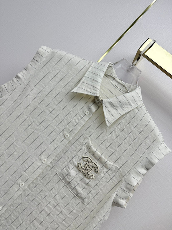 Chanel 26SS Sleeveless Shirt + Shorts Set in Polyester 375649