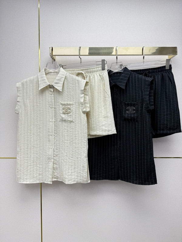 Chanel 26SS Sleeveless Shirt + Shorts Set in Polyester 375649