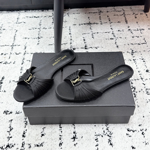 YSL Babylone Slides Black in Silk 743656