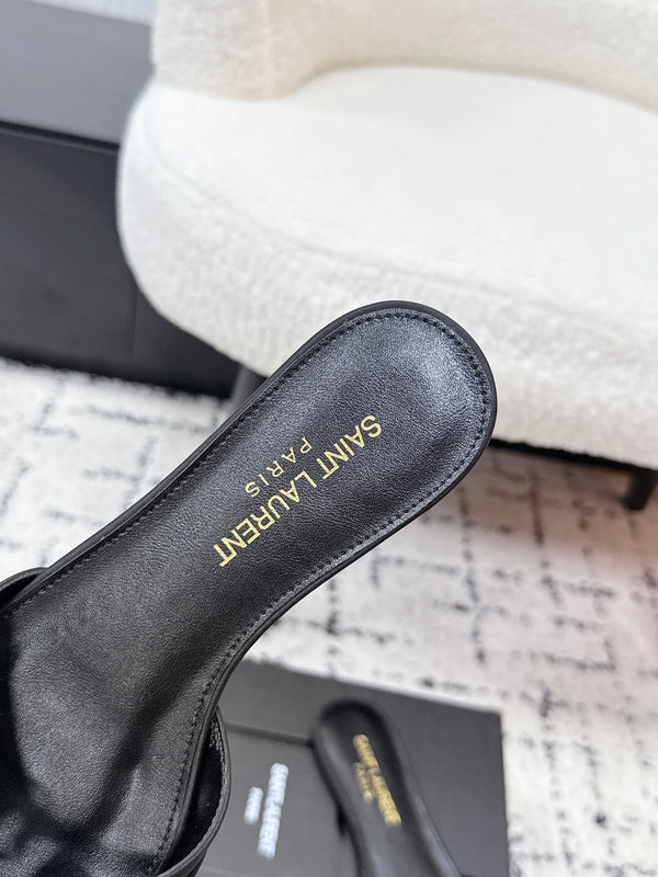 YSL Babylone Slides Black in Silk 743656