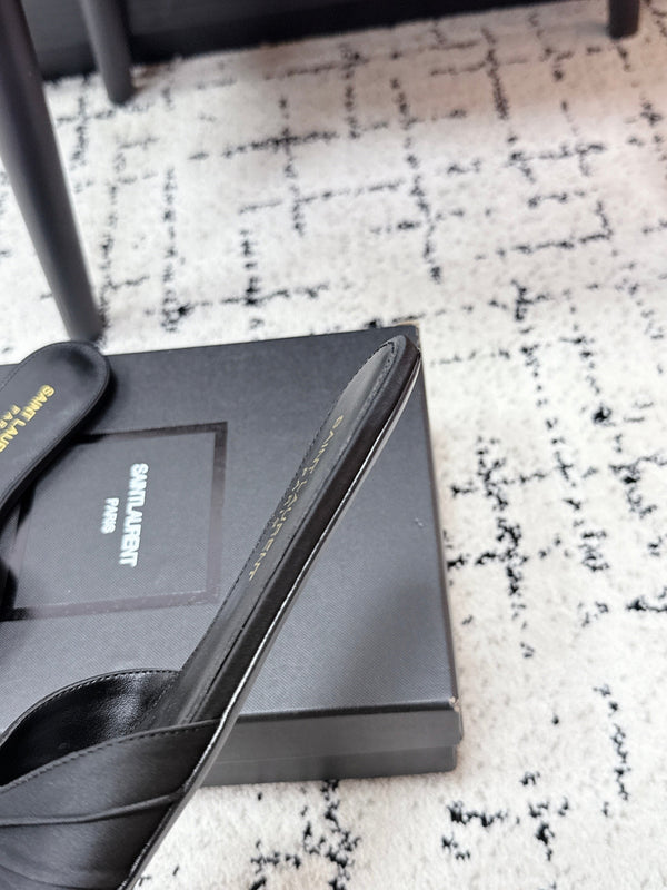 YSL Babylone Slides Black in Silk 743656