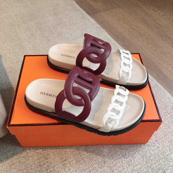 HM  Extra Sandal Burgundy White in Cowhide 743963