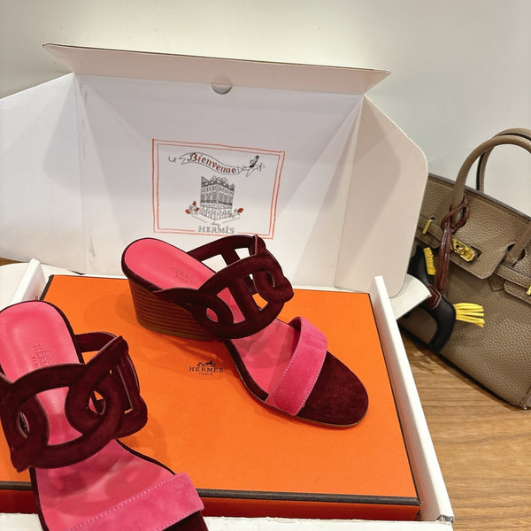 HM  Sandal 60 Burgundy Pink in Suede 743972