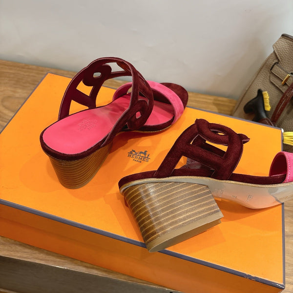 HM  Sandal 60 Burgundy Pink in Suede 743972