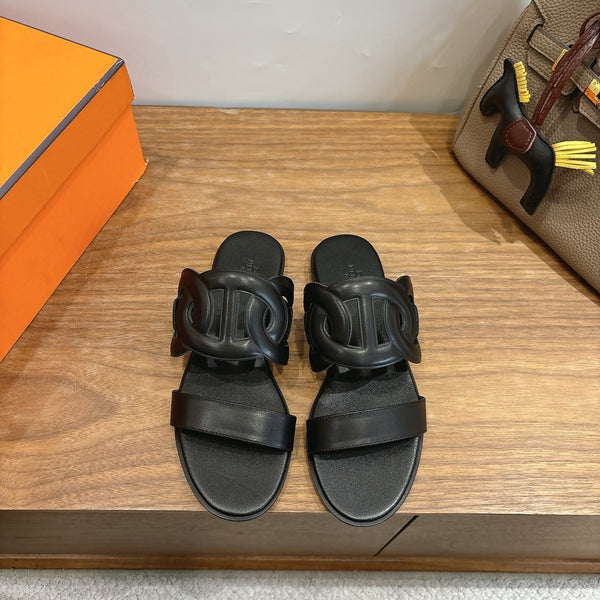 HM  Sandal Full Black in Calfskin 743979