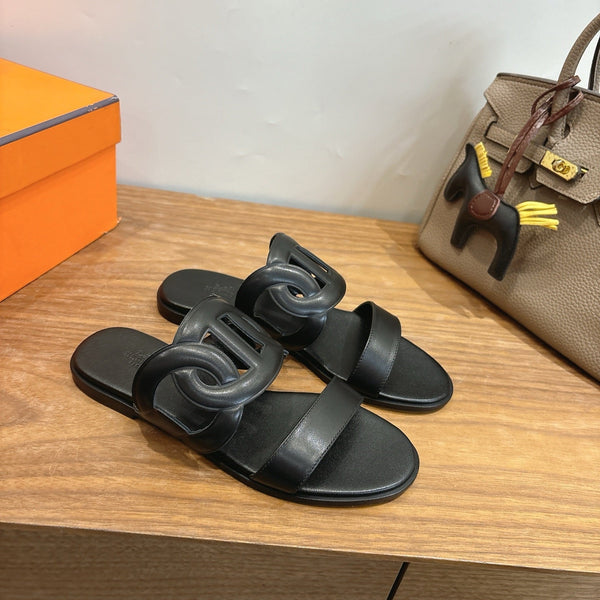 HM  Sandal Full Black in Calfskin 743979