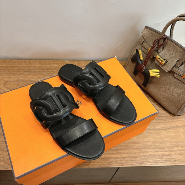 HM  Sandal Full Black in Calfskin 743979
