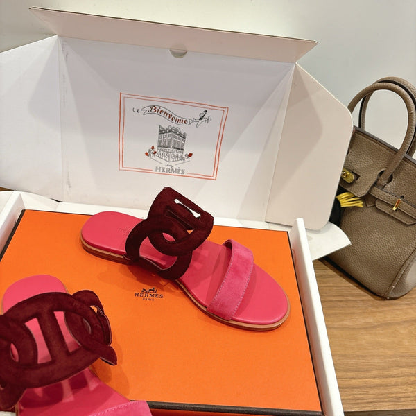 HM  Sandal Burgundy Pink in Suede 743981