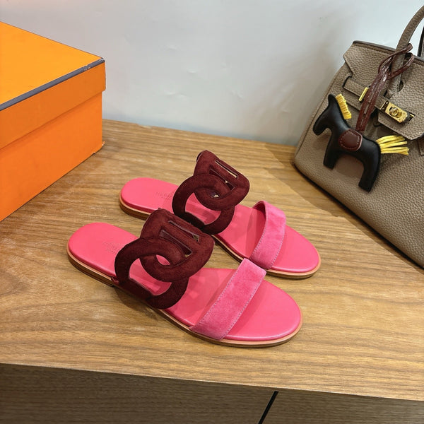 HM  Sandal Burgundy Pink in Suede 743981