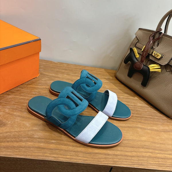 HM  Sandal Deep teal in Suede 743983