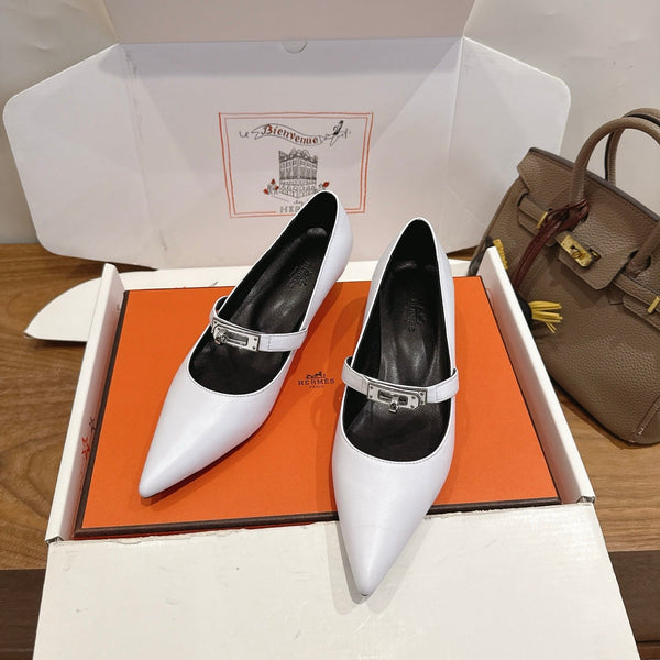 HM 26 Majeste 45 Pump White in Cowhide 744117
