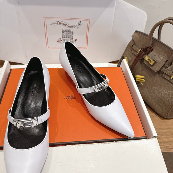 HM 26 Majeste 45 Pump White in Cowhide 744117