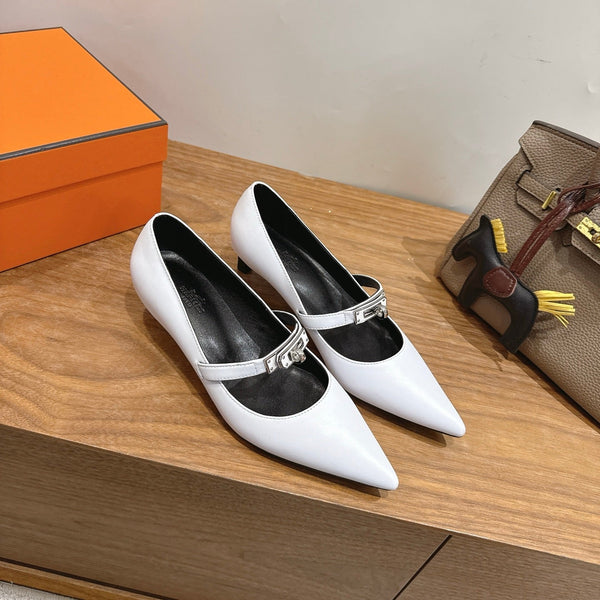 HM 26 Majeste 45 Pump White in Cowhide 744117