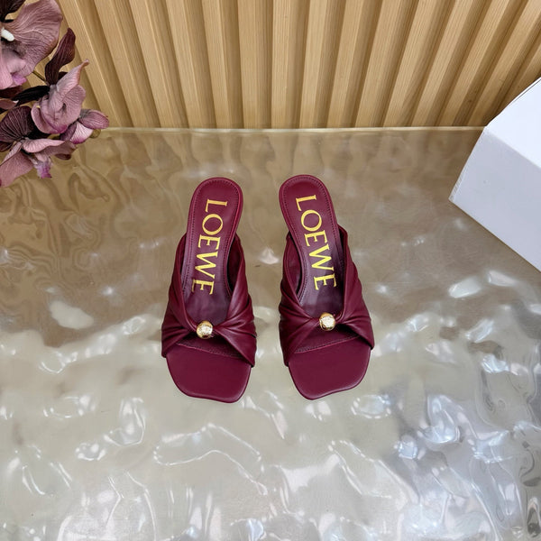 Loew Pebble Soft Sandal 55 Burgundy in Sheepskin 749420