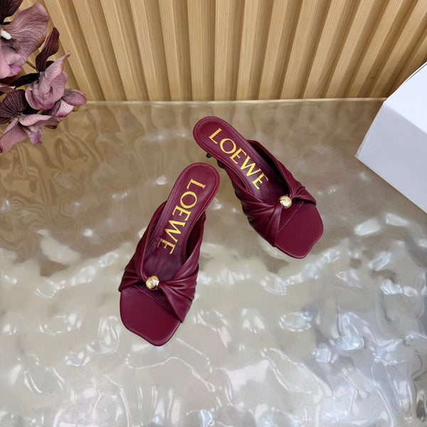 Loew Pebble Soft Sandal 55 Burgundy in Sheepskin 749420