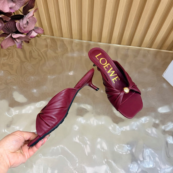 Loew Pebble Soft Sandal 55 Burgundy in Sheepskin 749420