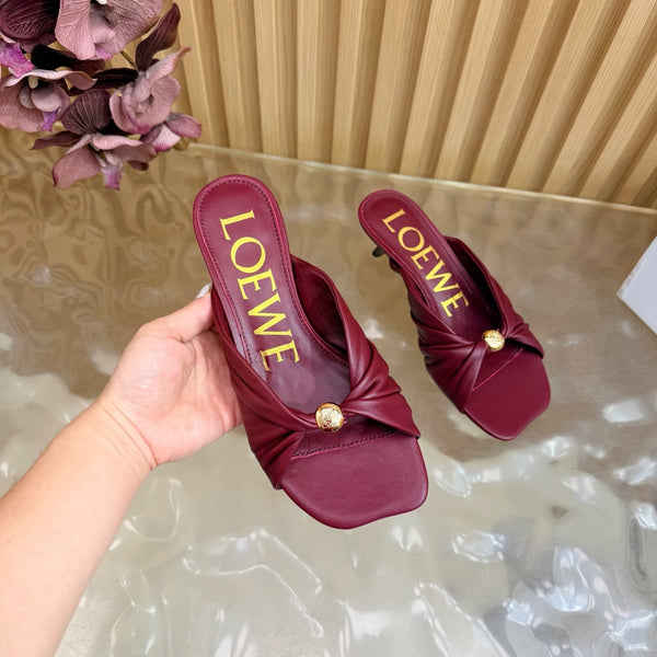 Loew Pebble Soft Sandal 55 Burgundy in Sheepskin 749420