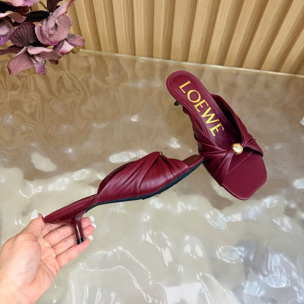 Loew Pebble Soft Sandal 55 Burgundy in Sheepskin 749420
