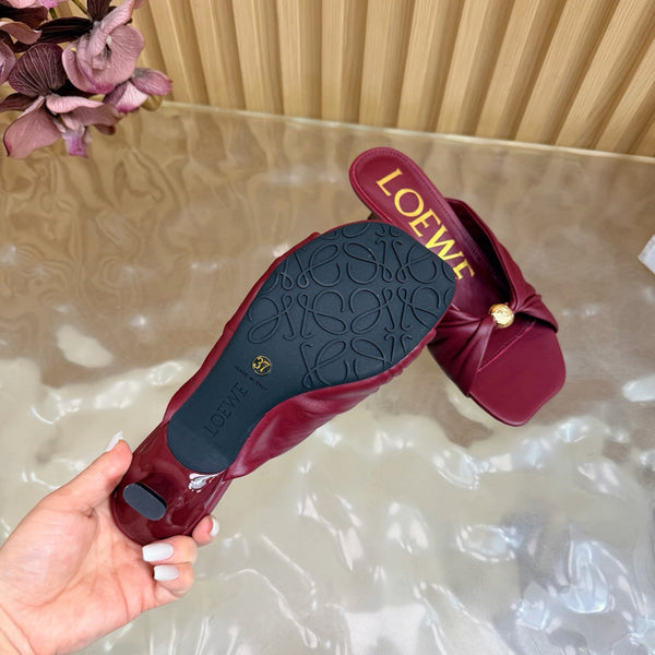 Loew Pebble Soft Sandal 55 Burgundy in Sheepskin 749420