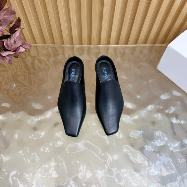 Loew Mule Slip-on Kitten Heel 45 Black in Sheepskin 749404